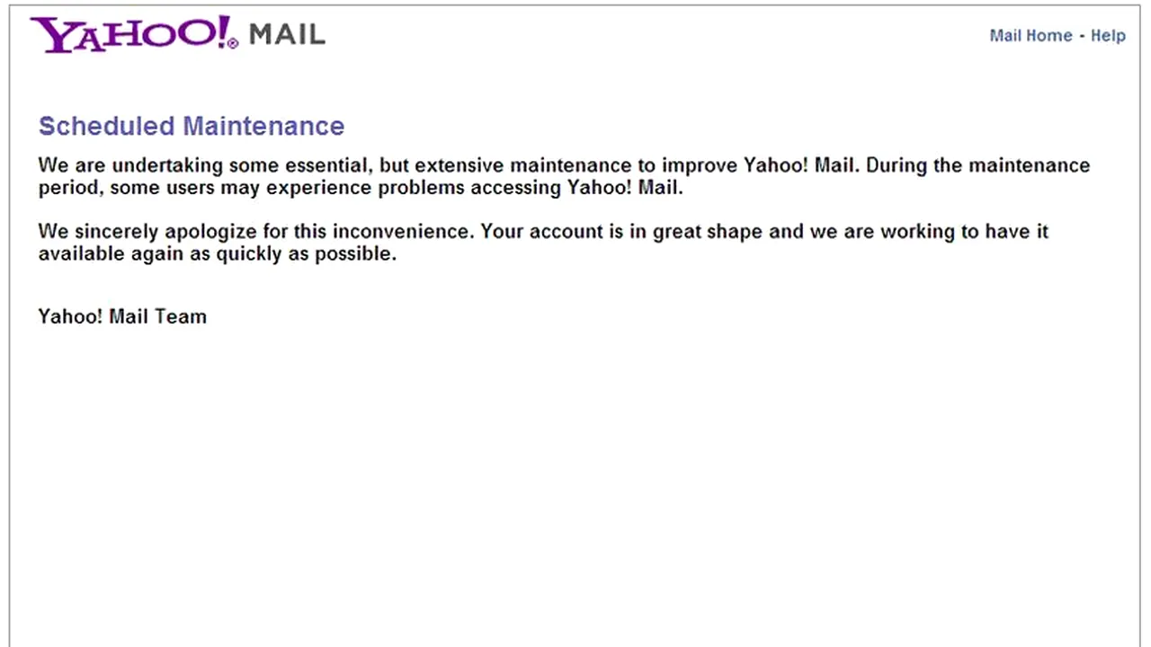 Yahoo! Mail nu merge. Un număr redus de utilizatori sunt afectați de probleme