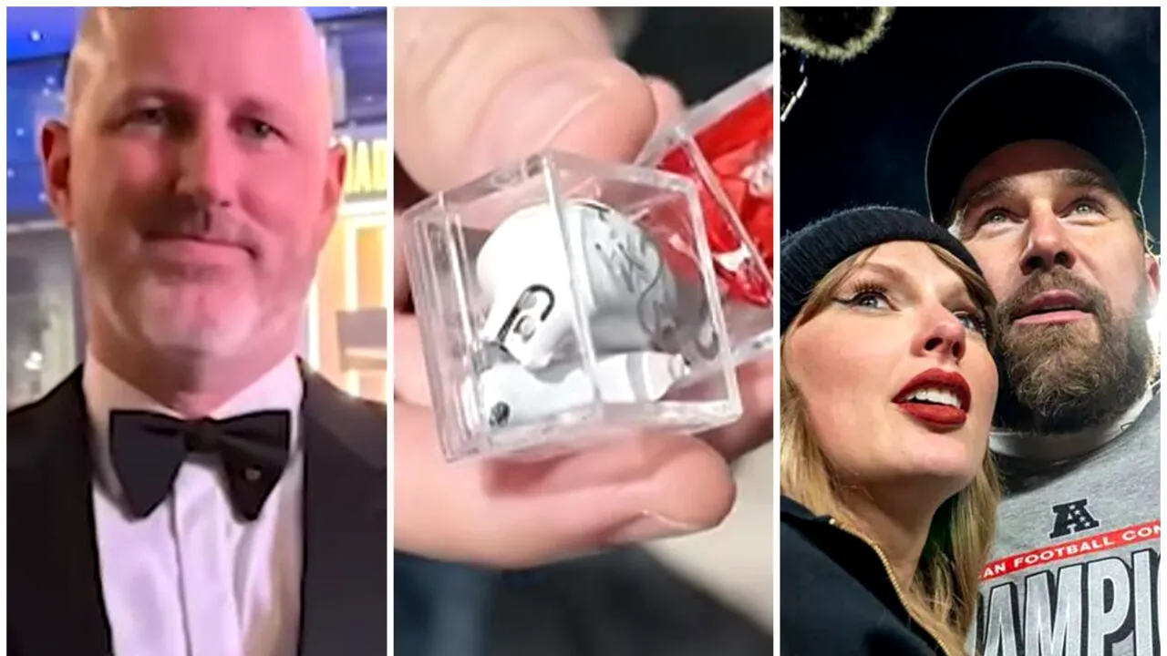 Îmbrăcat elegant, un artist din New York a adunat gunoiul de la nunta lui Taylor Swift și l-a vândut online