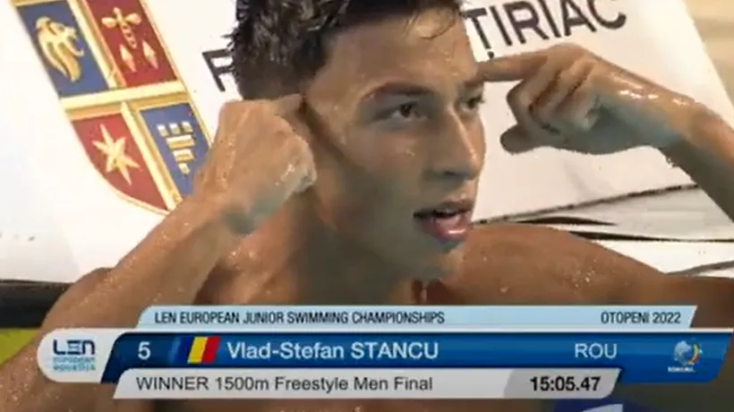 Vlad Ştefan Stancu obține a treia medalie de aur pentru România la Campionatele Europene de înot, proba 1.500 metri liber. Cine este noua vedetă a înotului românesc