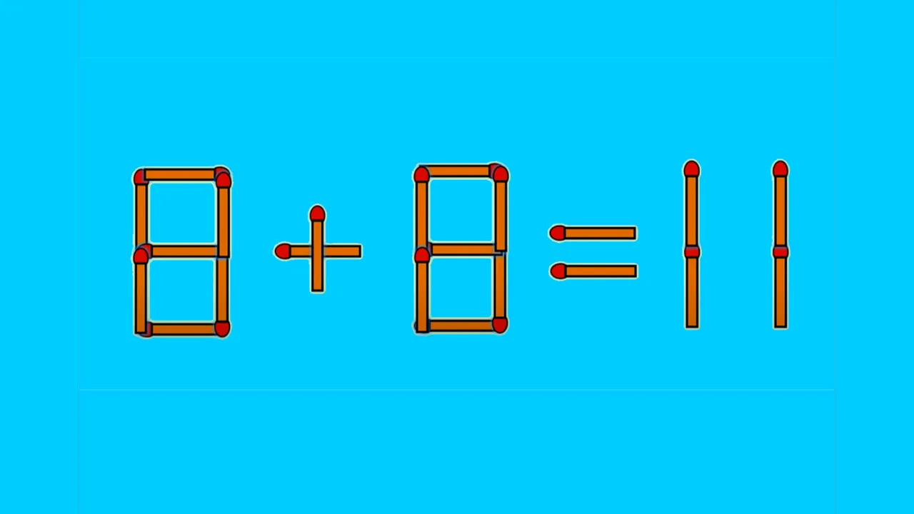 TEST IQ cu chibrituri | Pentru a corecta 8 + 8 = 11, mutați un singur băț