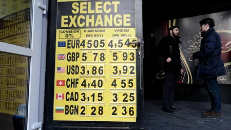Euro a crescut cu 1 ban, iar francul elvețian cu peste 3 bani