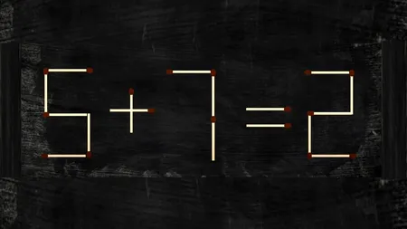 TEST IQ | Corectați egalitatea 5+7=2 mutând un singur băț de chibrit!