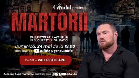 GÂNDUL prezintă duminică, 24 mai, de la ora 19.00, o nouă ediție MARTORII - Vali Pistolaru, aventuri în Bucureștiul Sălbatic