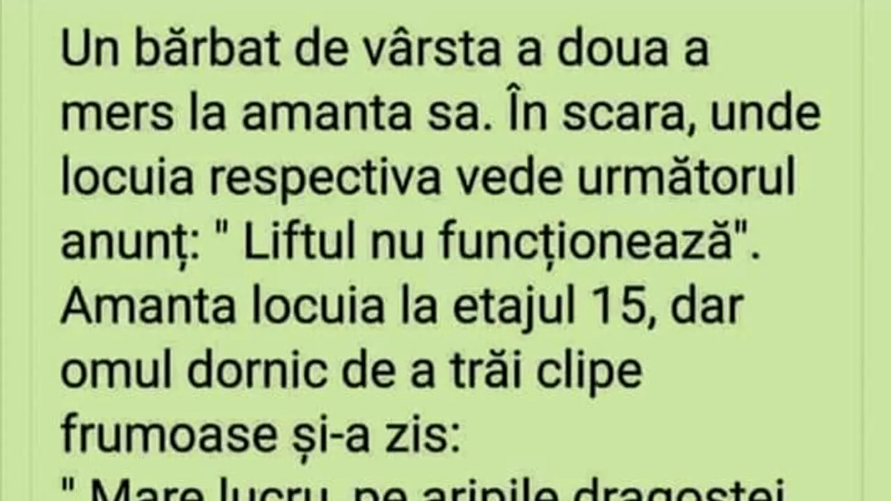 Bancul de duminică | Bărbatul de vârsta a doua și amanta de la etajul 15