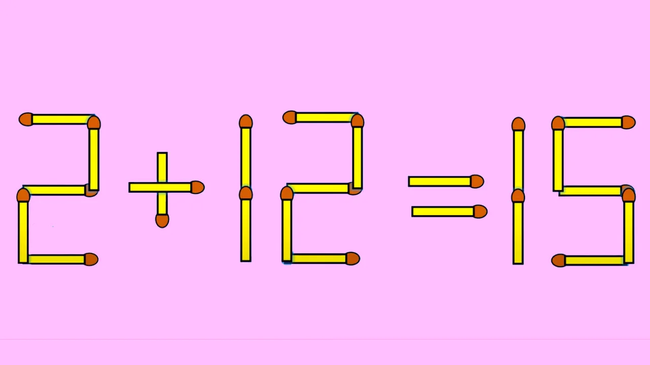 Test IQ cu chibrituri | Mutați un singur băț pentru a corecta 2 + 12 = 15