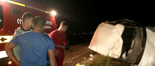Accident grav lângă Brașov. Un microbuz cu opt pasageri s-a răsturnat
