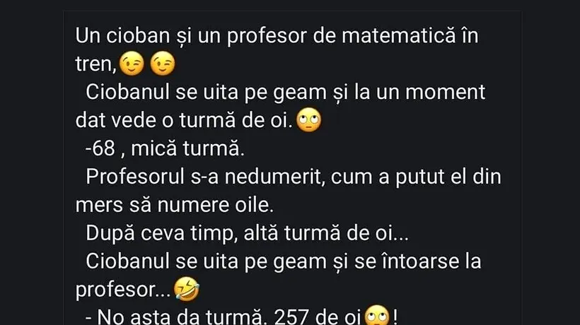 Bancul de marți | Un cioban și un profesor de matematică, în tren