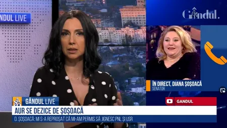 GÂNDUL LIVE. Diana Șoșoacă, declarații explozive: „Eu am verticalitate, demnitate, eu nu pot să mă duc spre partidele contra cărora am luptat. Am luptat cu oameni minunați, contra unui sistem de opresiune”