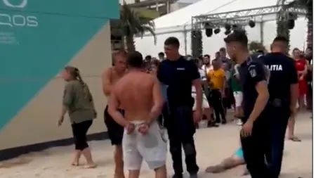 VIDEO | Incident violent pe plaja din COSTINEȘTI. Scandalagiii au plecat în cătușe după o bătaie de pomină cu jandarmii și polițiștii