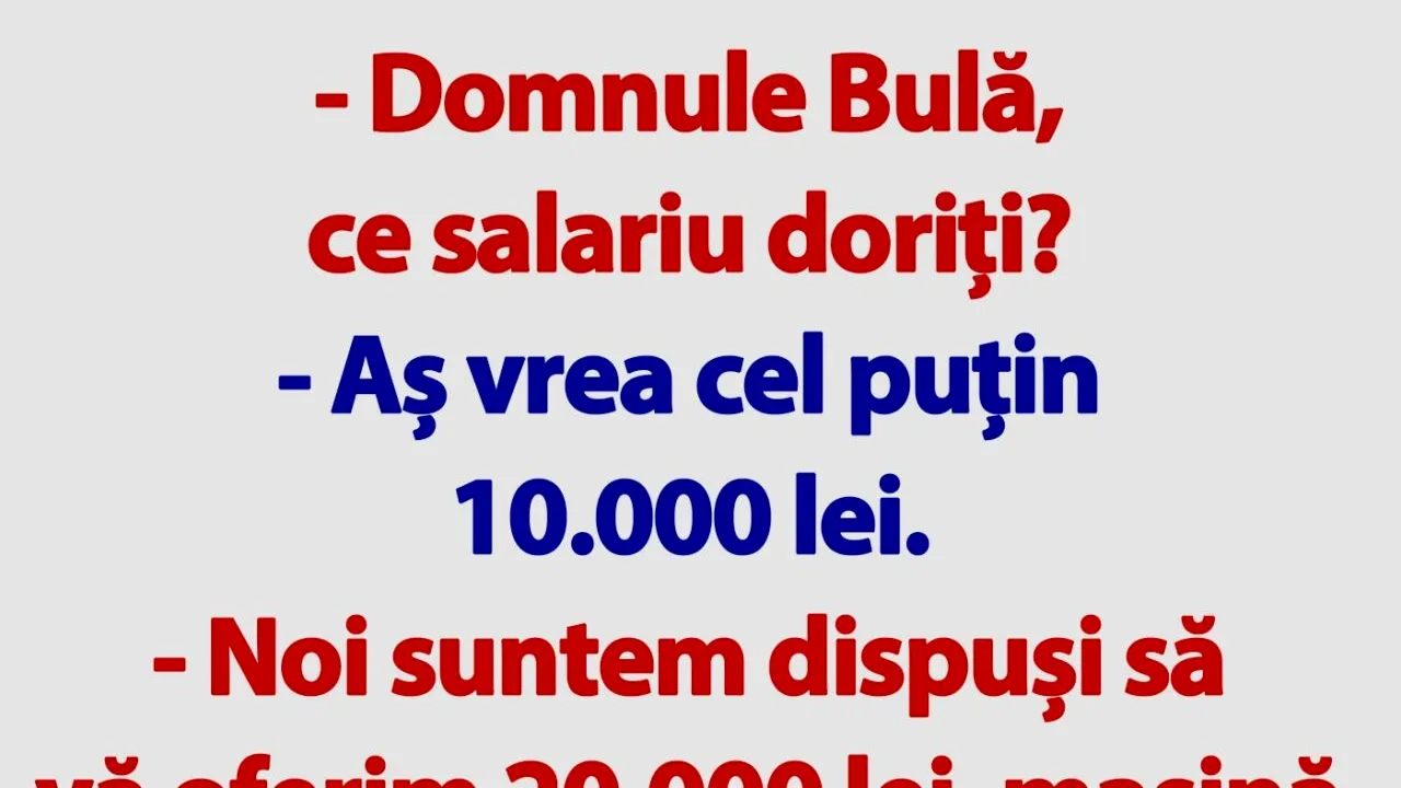 BANC | „Domnule Bulă, ce salariu doriți?”