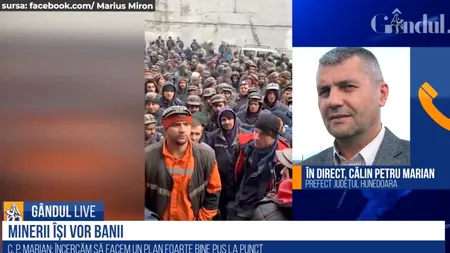 GÂNDUL LIVE. Prefectul județului Hunedoara, Călin Petru Marian, despre situația minerilor: „Anumite entități politice au dus la o explodare a tot ceea ce se întâmplă la ora asta în Valea Jiului” - VIDEO
