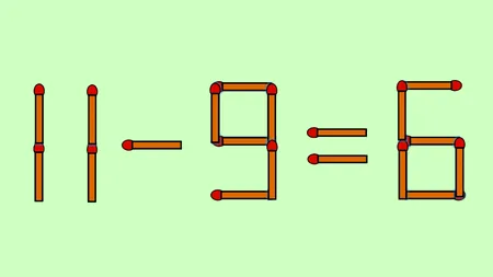Test de inteligență | Mutați un singur chibrit, pentru a transforma 11-9=6 într-o egalitate corectă