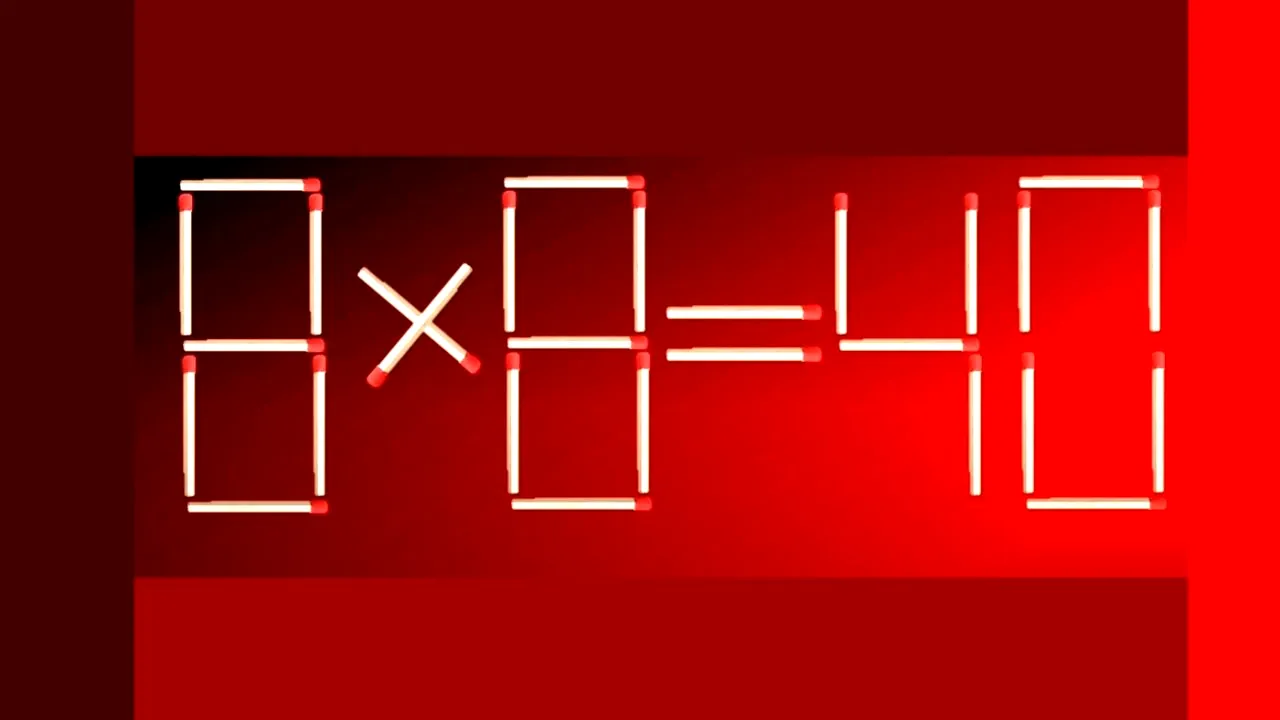 Test IQ doar pentru genii | Mutați un singur băț pentru a corecta egalitatea 8x8=40. Sunt 2 soluții!