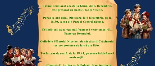 (P) Pe 6 DECEMBRIE, copiii din ILFOV se întâlnesc  cu Moș Nicolae, în Parcul Central din GLINA