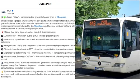 După eșecul „Vinerea Verde” pe bicicletă și trotinetă, USR propune acum gratuitate pe transportul în comun din București
