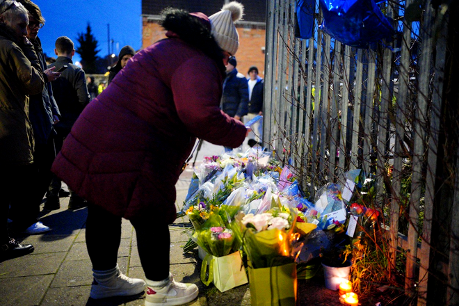People take part in a vigil near to the scene in south Bristol where two teenage boys, aged 15 and 16, died after a stabbing attack by a group of people who fled the scene in a car. Picture date: Sunday January 28, 2024.,Image: 841349183, License: Rights-managed, Restrictions: , Model Release: no
