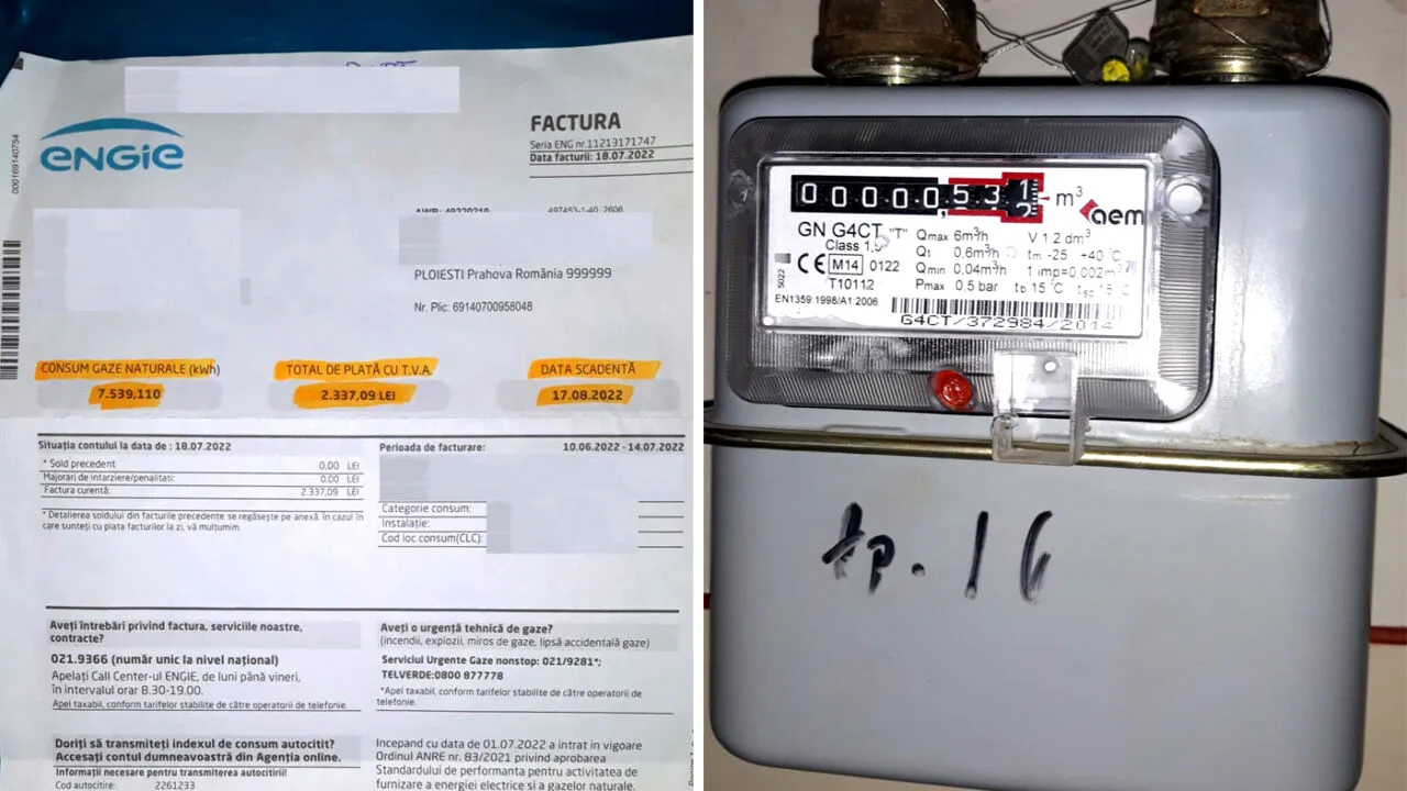 Un bărbat din Ploiești a primit o factură de 2.337 de lei la gaze: 