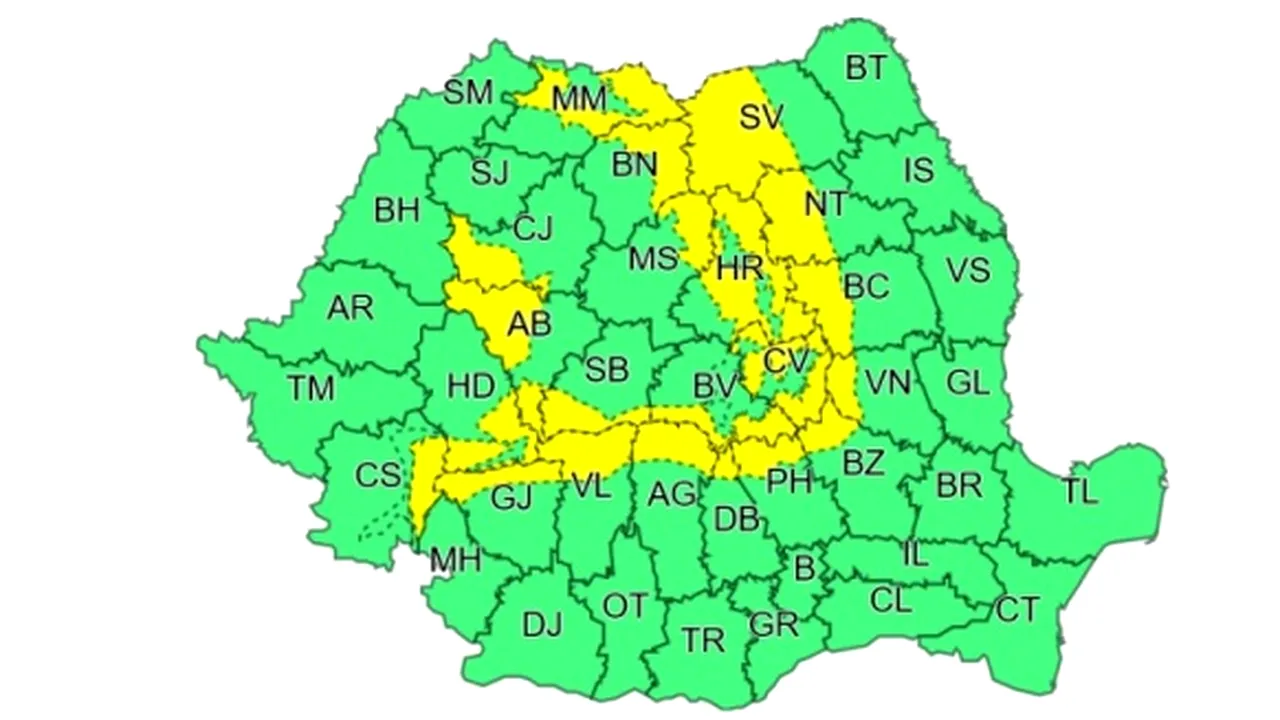 Cod galben de viscol şi vânt, până sâmbătă dimineața. Zonele vizate