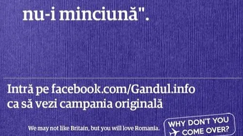 GALERIE FOTO. Afișele făcute de cititorii Gândul în campania Why don't you come over?. Felicitările noastre românilor inteligenți!