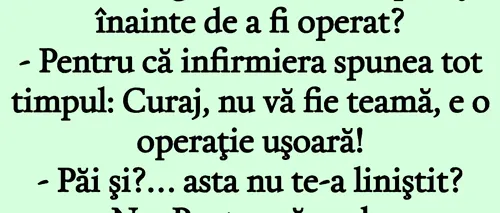 Bancul de duminică | „De ce ai fugit din sala de operație?”