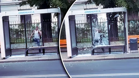 Un bărbat a spart cu piciorul refugiul unei stații STB, apoi a plecat ca și cum nimic nu s-ar fi întâmplat. Totul s-a întâmplat sub privirile năucite ale trecătorilor, în plină zi
