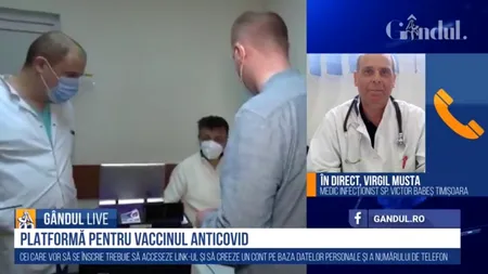 GÂNDUL LIVE. Medicul Virgil Musta, după vaccinarea anti-COVID: „Nu am avut efecte secundare” / „Noi trebuie să fim un exemplu, ca lumea să aibă încredere în vaccin”