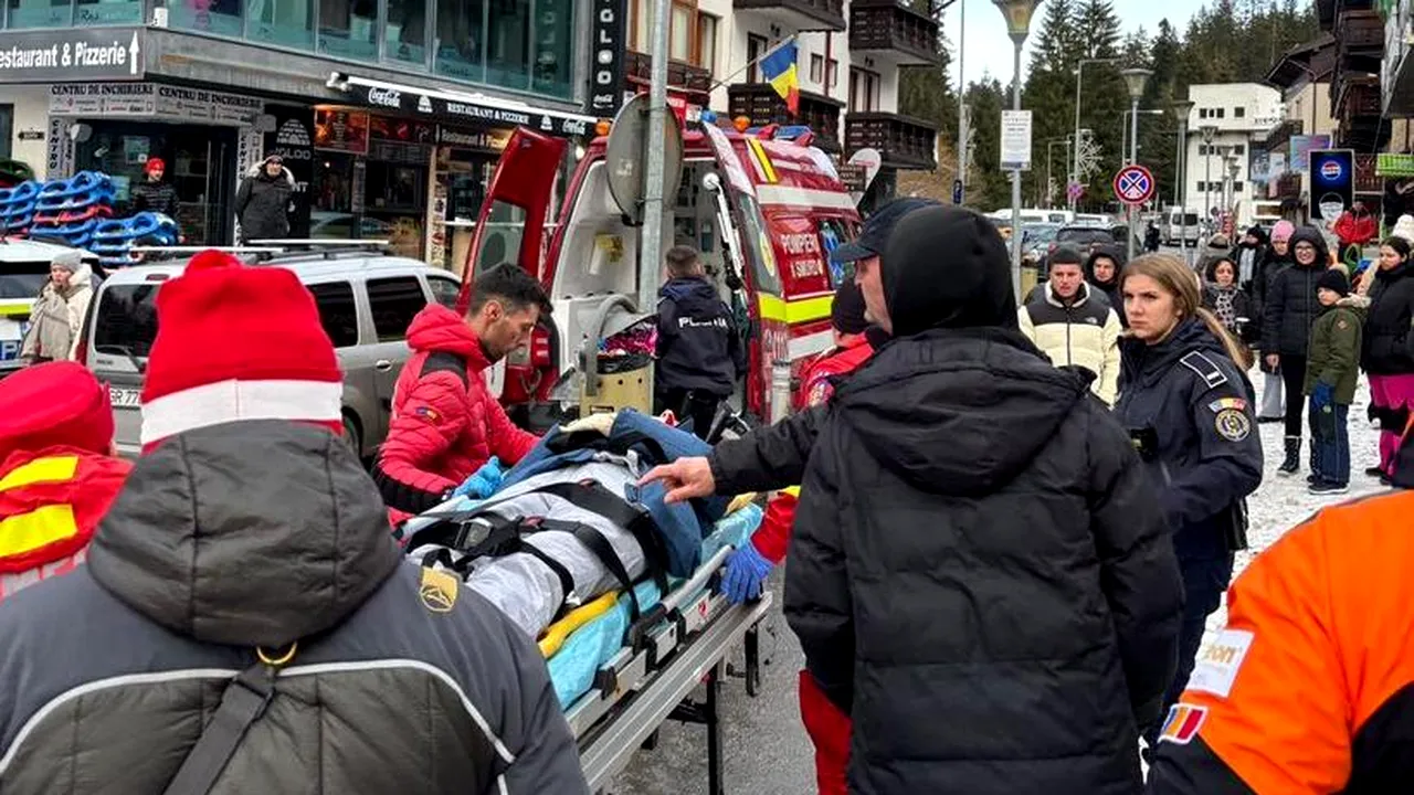 Accident pe pârtie la Predeal, chiar în ziua de Crăciun. O femeie care se dădea cu sania a leşinat, după ce s-a ciocnit cu altă sanie