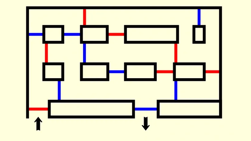 Test IQ pentru genii | Găsiți drumul prin labirint! Nu puteți trece de două ori consecutiv prin aceeași culoare
