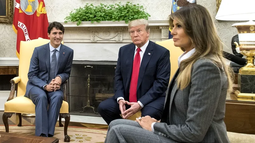 Melania Trump, așa cum nu a mai fost văzută. Ce ținută a purtat la primirea lui Justin Trudeau la Casa Albă. FOTO