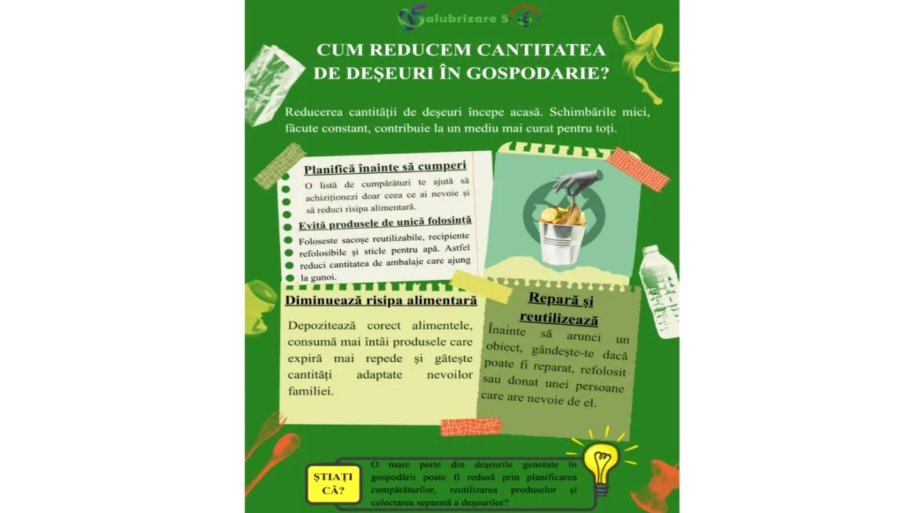 (P) Salubrizare S5: Cum reducem cantitatea de deșeuri în gospodărie?