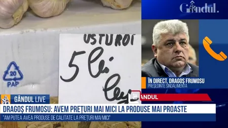 GÂNDUL LIVE. Dragoș Frumosu, președintele Sindicatelor din Industria Alimentară: „Numai producătorul din piață poate să regleze prețul”