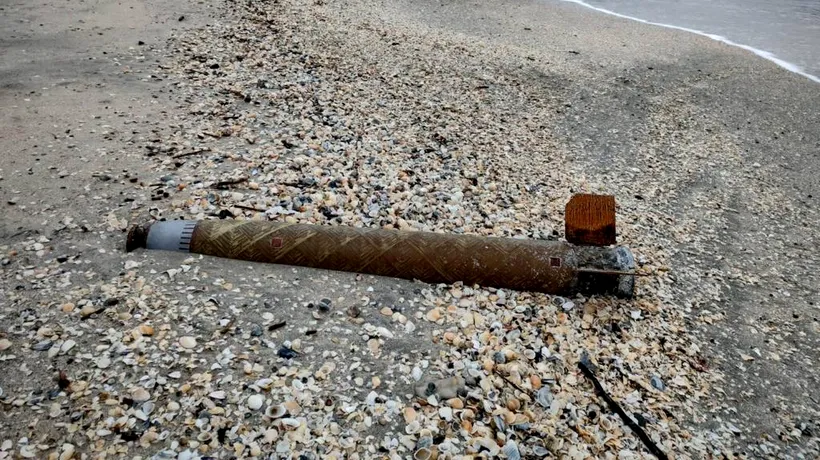 Surse: Bucata de rachetă găsită pe o plajă din județul Constanța este de provenienţă rusească / Obiectul de artilerie va fi predat MApN