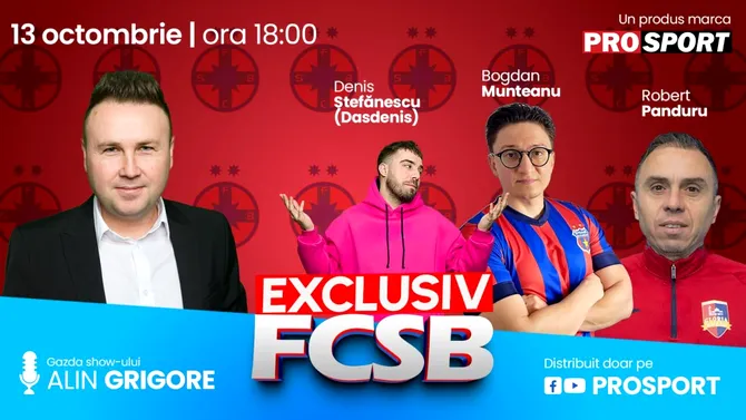 EXCLUSIV FCSB, azi de la 18:00. Cum se vede campioana României prin ochii influencerilor Dasdenis și Bogdan Munteanu