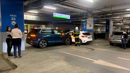 Accident grav în parcarea subterană a unui mall din București. Ce au descoperit pompierii veniți în ajutor