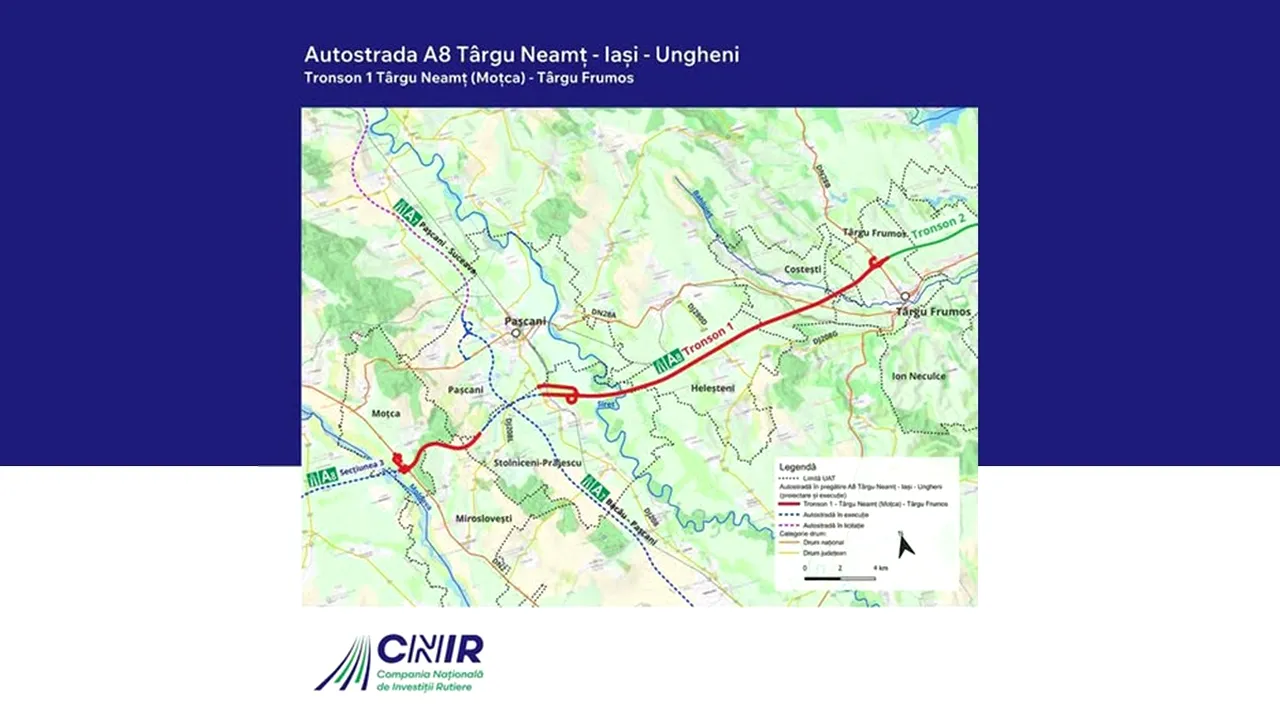 Șase oferte pentru construirea Tronsonului Târgu Neamț (Moțca) -Târgu Frumos, A8