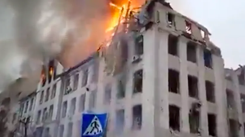 VIDEO | Imagini cu dezastrul din Harkov, unde s-au dat lupte grele în noaptea de marți spre miercuri. Zelenski: Rușii comit crime de război