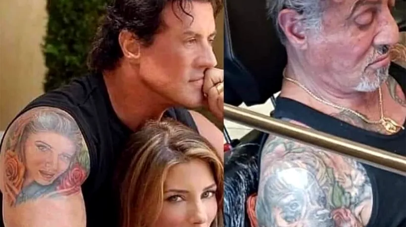 MOTIVUL pentru care Sylvester Stallone și-a modificat tatuajul: și-a transformat soția în... câine!