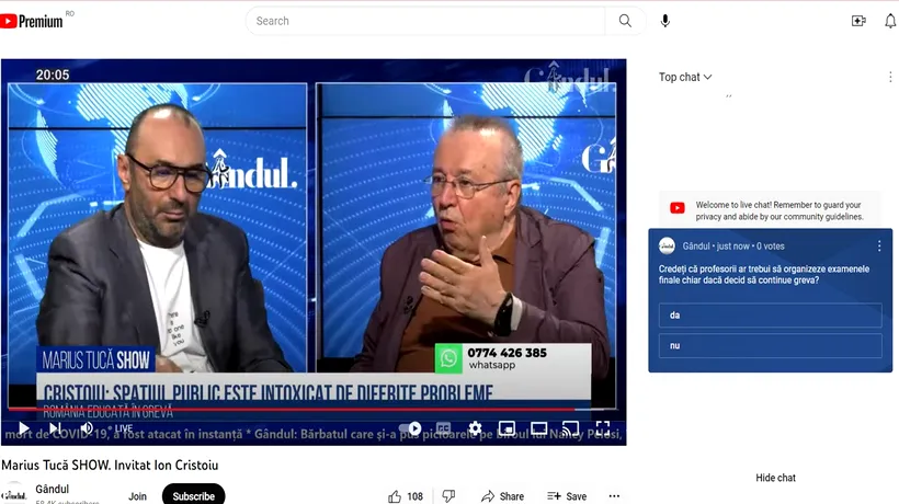 POLL Marius Tucă Show: „Credeți că profesorii ar trebui să organizeze examenele finale, chiar dacă decid să continue greva?”