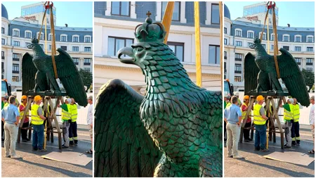 Imagini spectaculoase. Unul dintre cele mai importante simboluri ale Bucureștiului este reamplasat pe clădirea Palatului Universității