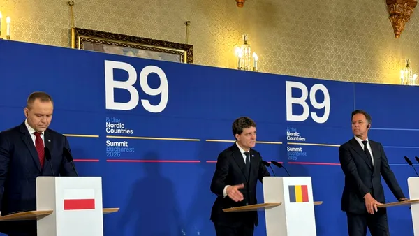 Nicușor Dan, Mark Rutte și Karol Nawrocki, conferință comună după Summitul B9 de la București: „Rusia e o amenințare pentru NATO”