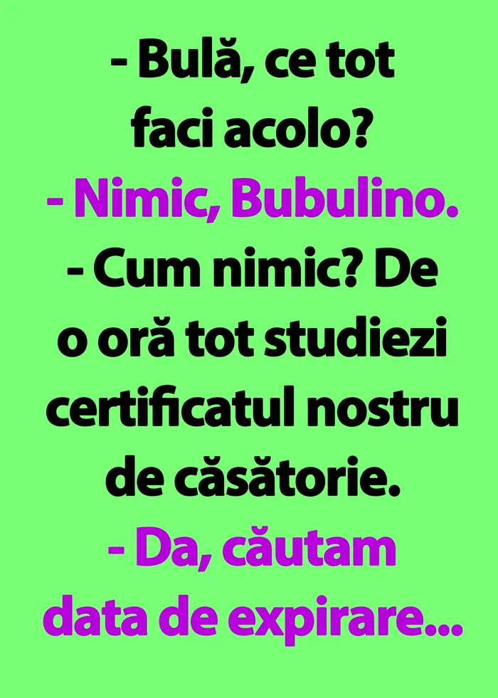 BANC Bulă și certificatul de căsătorie