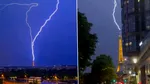 Momentul în care un fulger lovește vârful Turnului Eiffel. Imaginile surprinse în timpul furtunii de la Paris