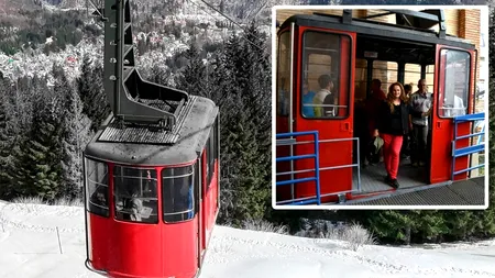 Gondola care urcă din Sinaia la Cota 2000 din Bucegi nu funcționează. Rafalele de vânt puternic nu permit urcarea în siguranță