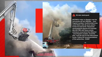 VIDEO | Un incendiu major, cu degajări mari de fum, în sudul Capitalei. Populația este avertizată să evite zona