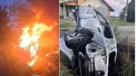 Tragedie în Suceava. Două persoane au murit carbonizate după ce mașina în care se aflau a lovit un cap de pod și a luat foc