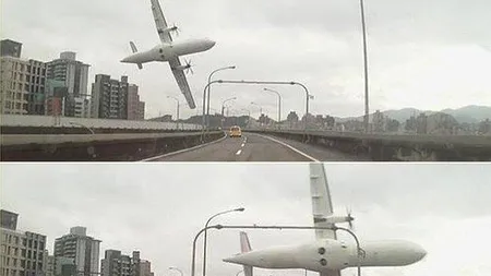Un avion cu 50 de persoane la bord s-a prăbușit în Taipei. Un șofer a filmat momentul dramatic. Bilanțul în acest moment: 25 de morți