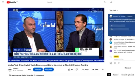 Poll Marius Tucă Show: „Credeți că Biserica Ortodoxă Română a fost singura care a sprijinit populația în timpul pandemiei?”