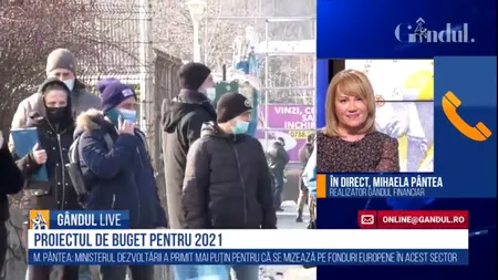 GÂNDUL LIVE. Mihaela Pântea, realizator GÂNDUL FINANCIAR, despre proiectul de buget pe 2021: Orice buget este realizat pe legislația existentă. Mă așteptam la un proiect ceva mai îndrăzneț | VIDEO