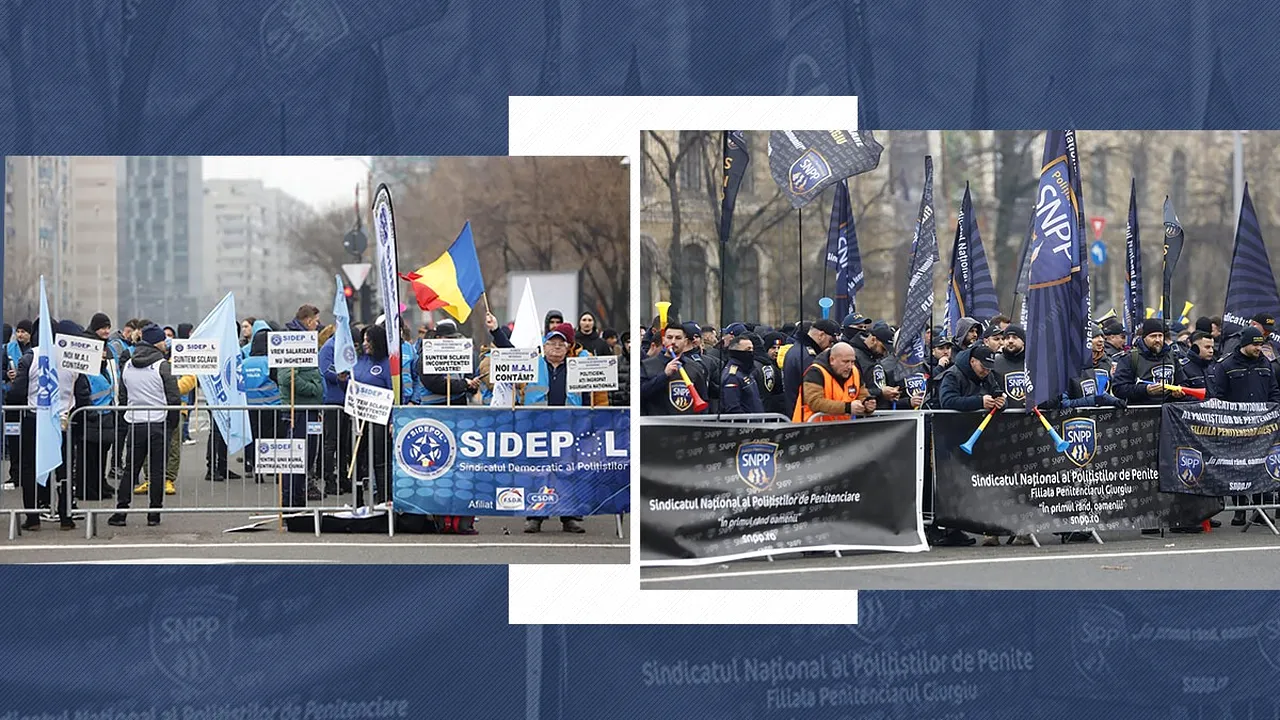 Sute de polițiști și angajați ai penitenciarelor PROTESTEAZĂ față de 