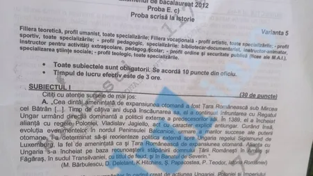 BAC 2012 SESIUNEA A DOUA - ISTORIE. SUBIECTELE la ISTORIE de la BAC 2012, prima sesiune